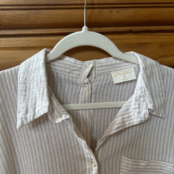 Allie Rose Top Linen Cotton Blend Button Up Women's Size Medium - Picture 7 of 10